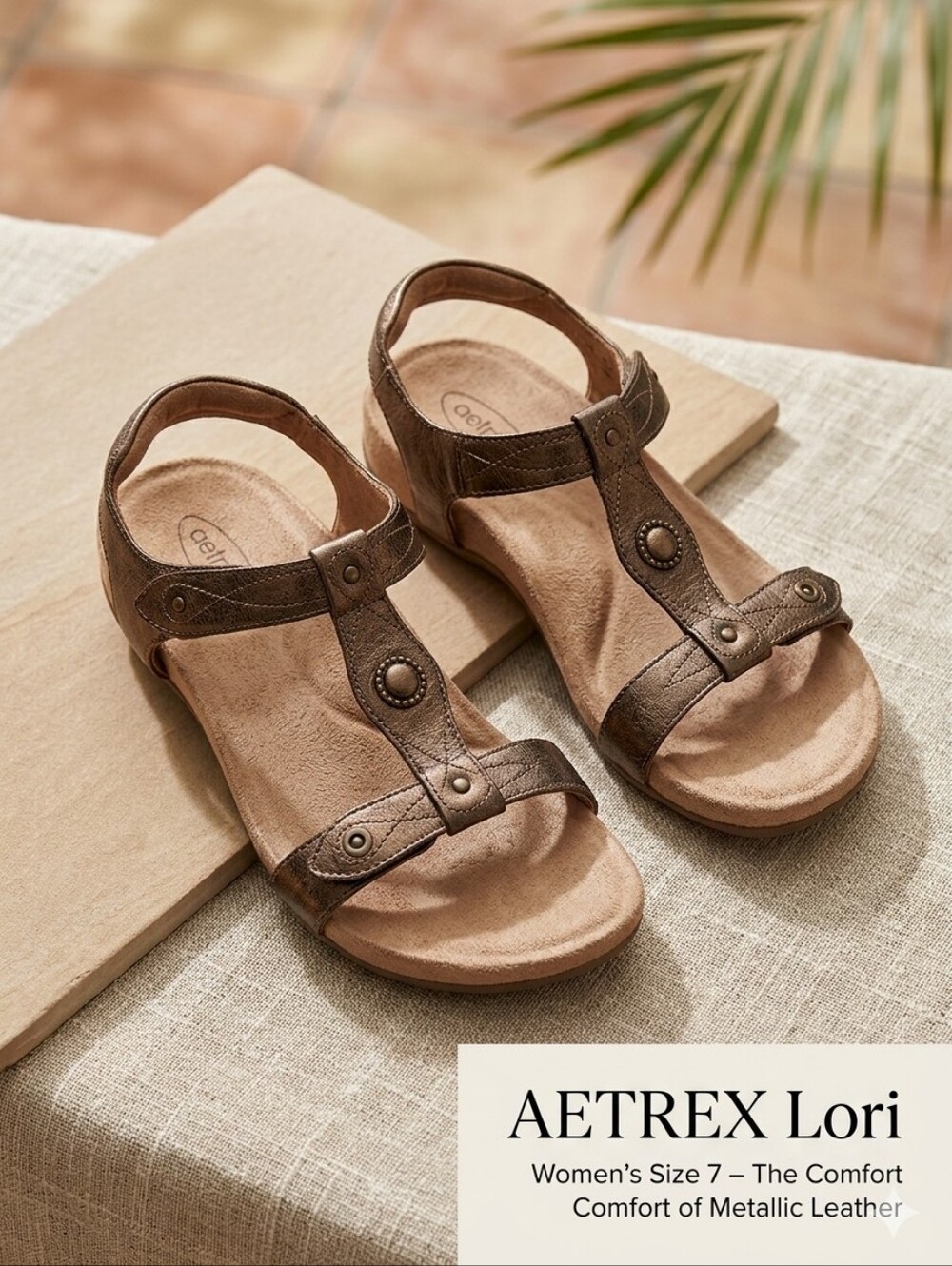 AETREX Lori Womens Size 7 Brown Casual Flip Flop Walking Comfort SANDALS